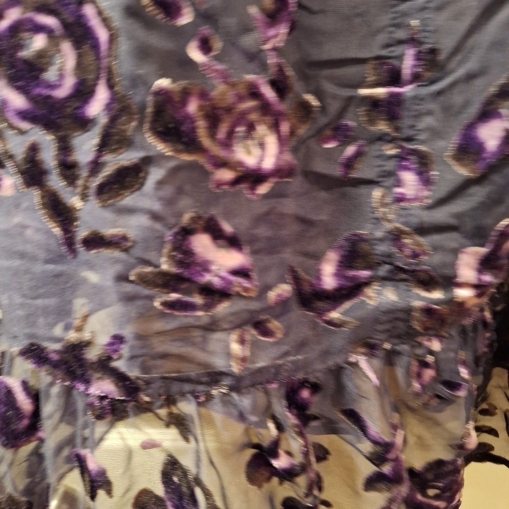 Floral Sheer Blouse with Purple Accents Faded Glory XL - Picture 2 of 5